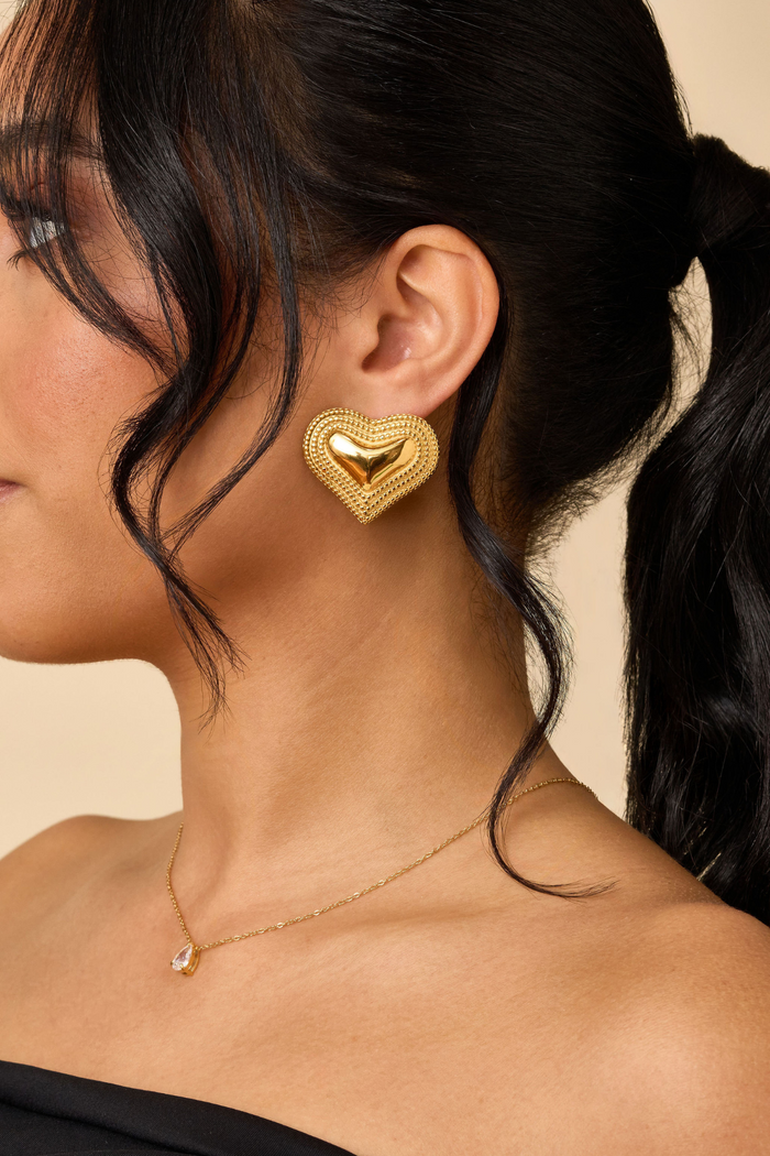 Ruby Chunky Heart Earrings