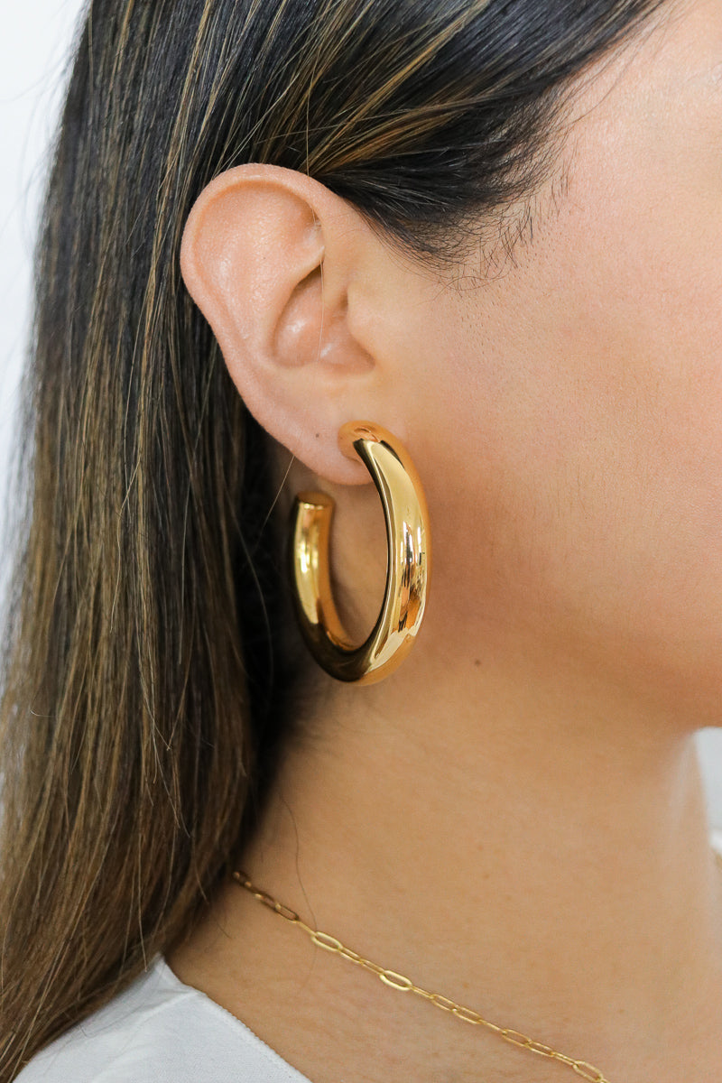 Gold plated hot sale thick hoops