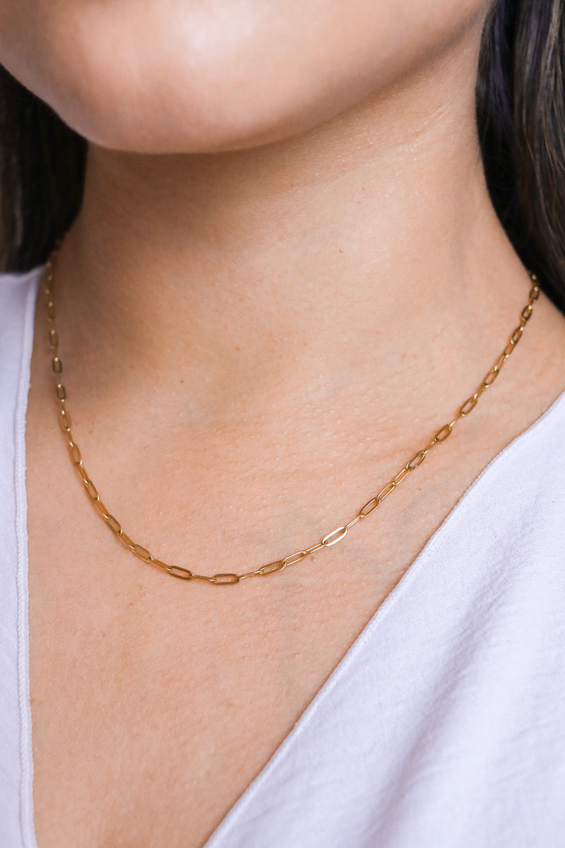 18k gold online paperclip necklace