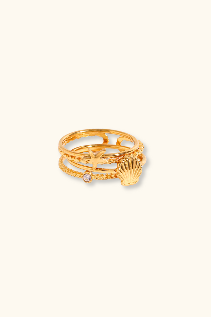 Sandy Shell Stacked Ring