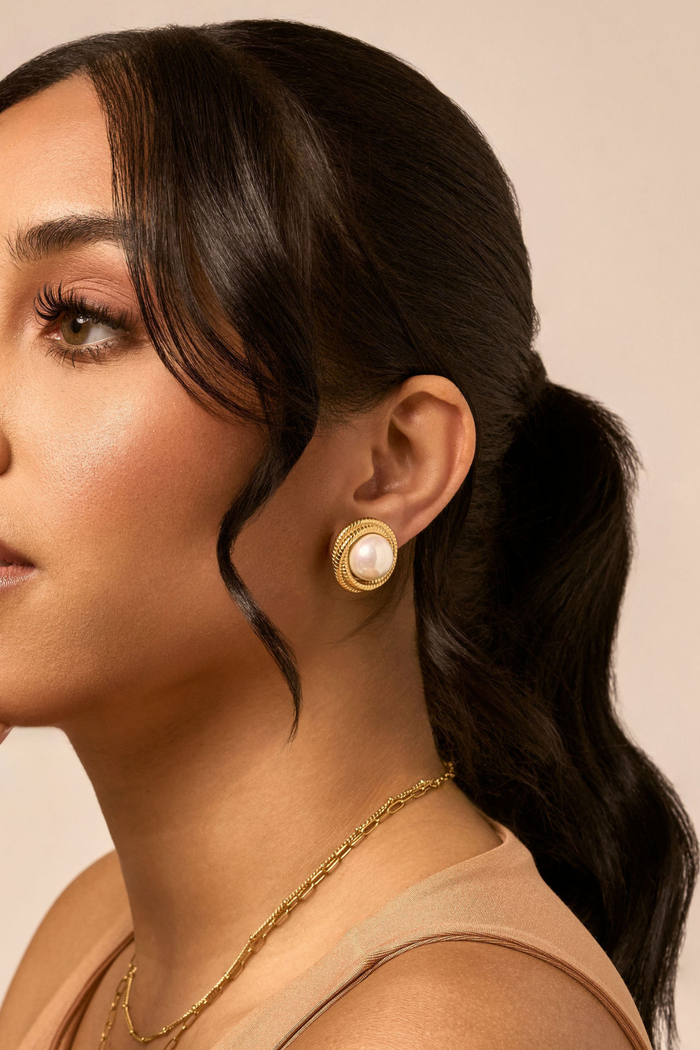 Sabrina Round Pearl Earrings