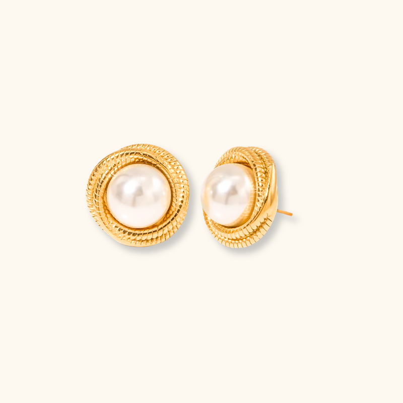 Sabrina Round Pearl Earrings