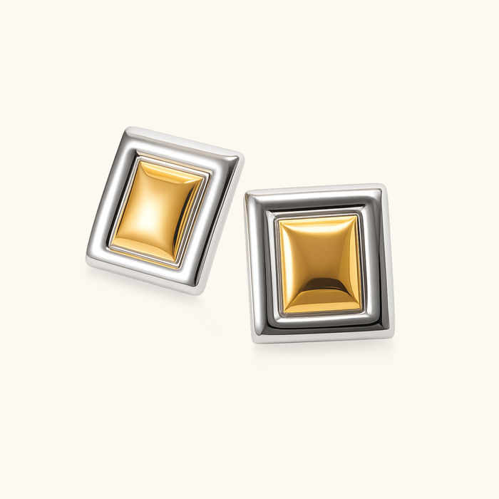Demi Mixed Metal Rectangle Earrings