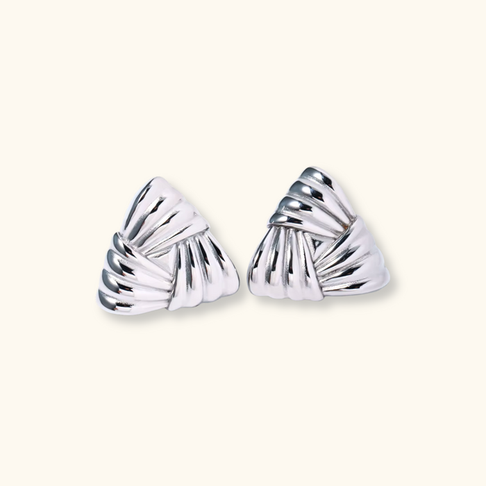 Natalie Triangle Textured Earrings - Silver