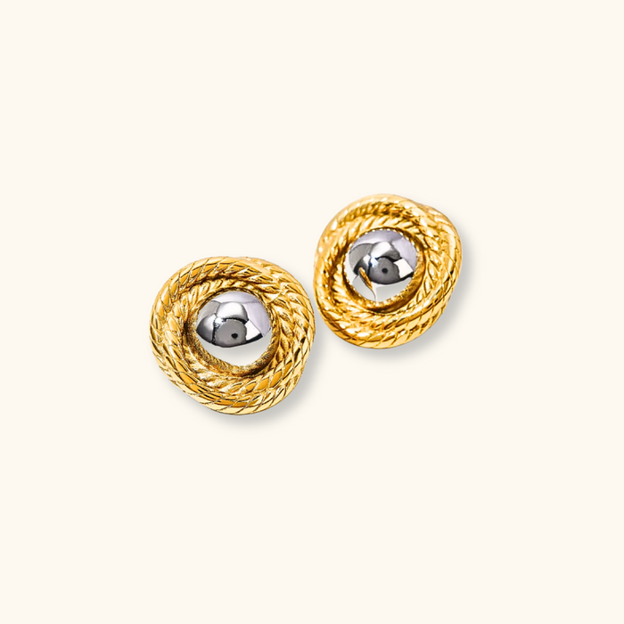 Hazel Mixed Metal Round Earrings