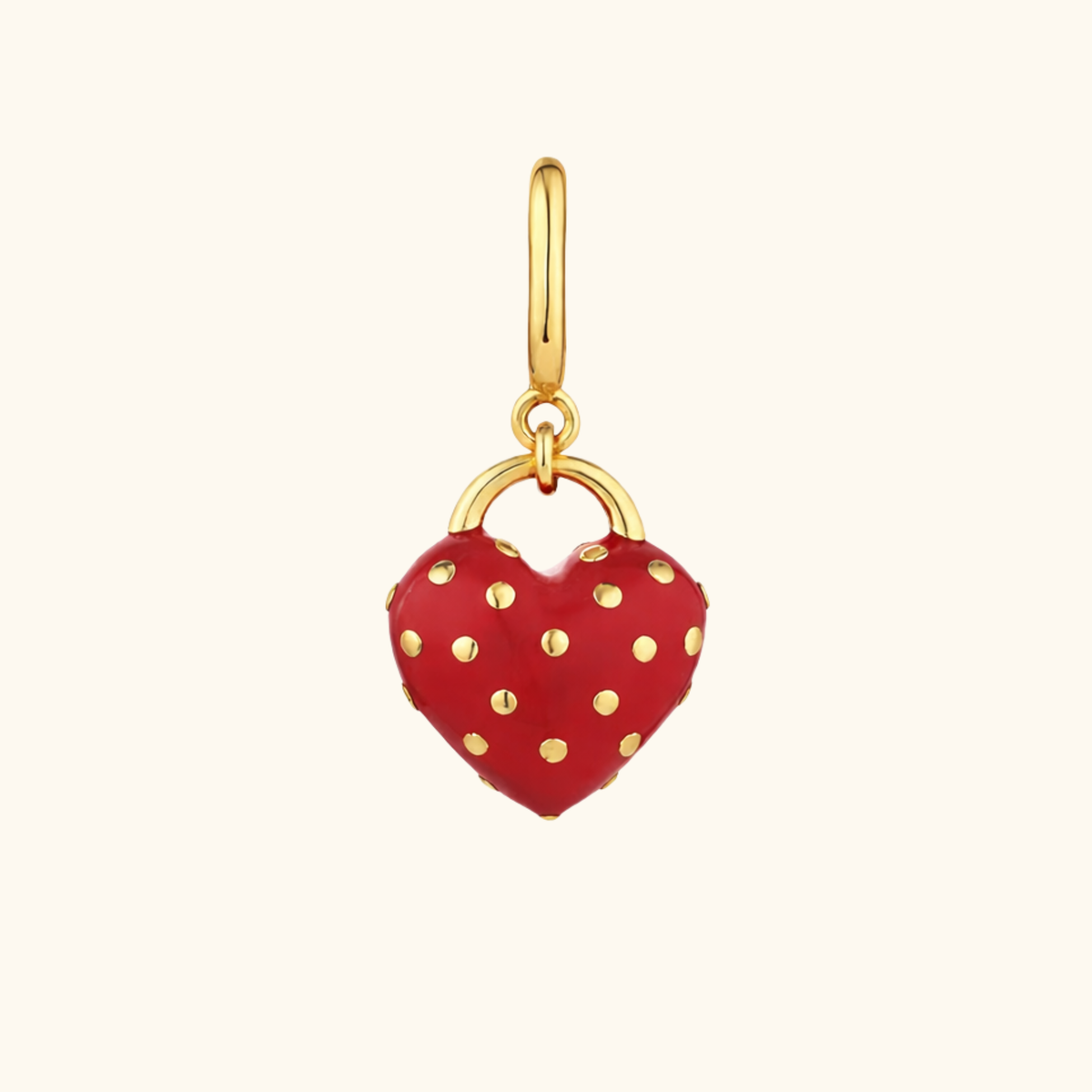 Red Polka Dot Heart Charm
