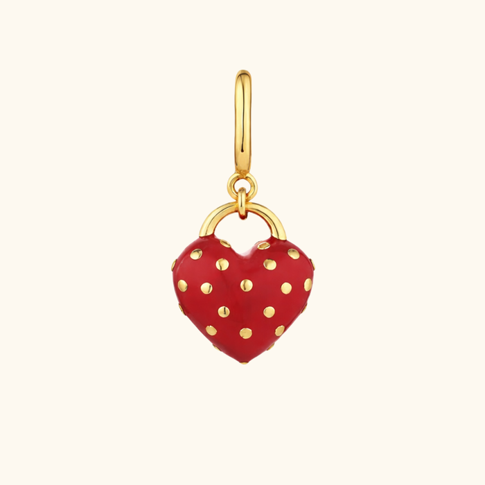Red Polka Dot Heart Charm