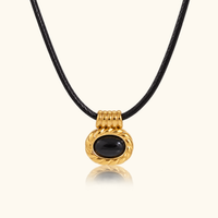 Simone Black Cord Pendant Necklace