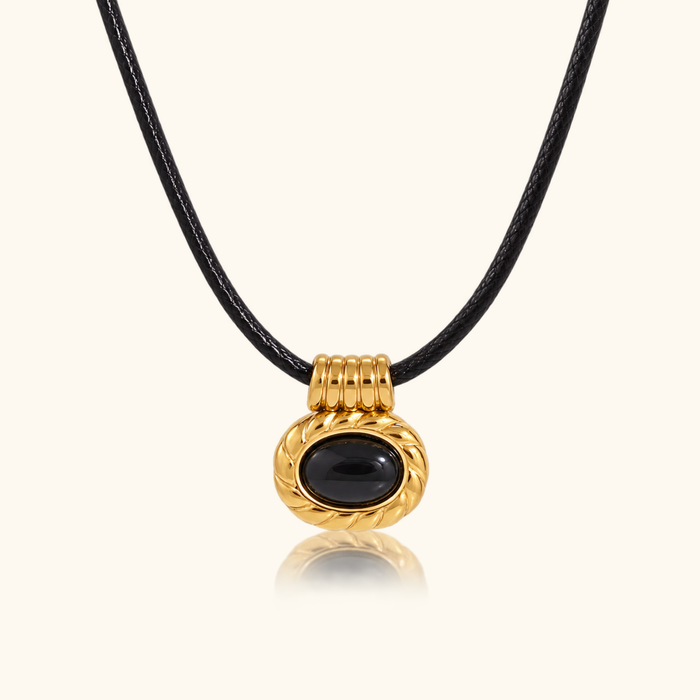 Simone Black Cord Pendant Necklace