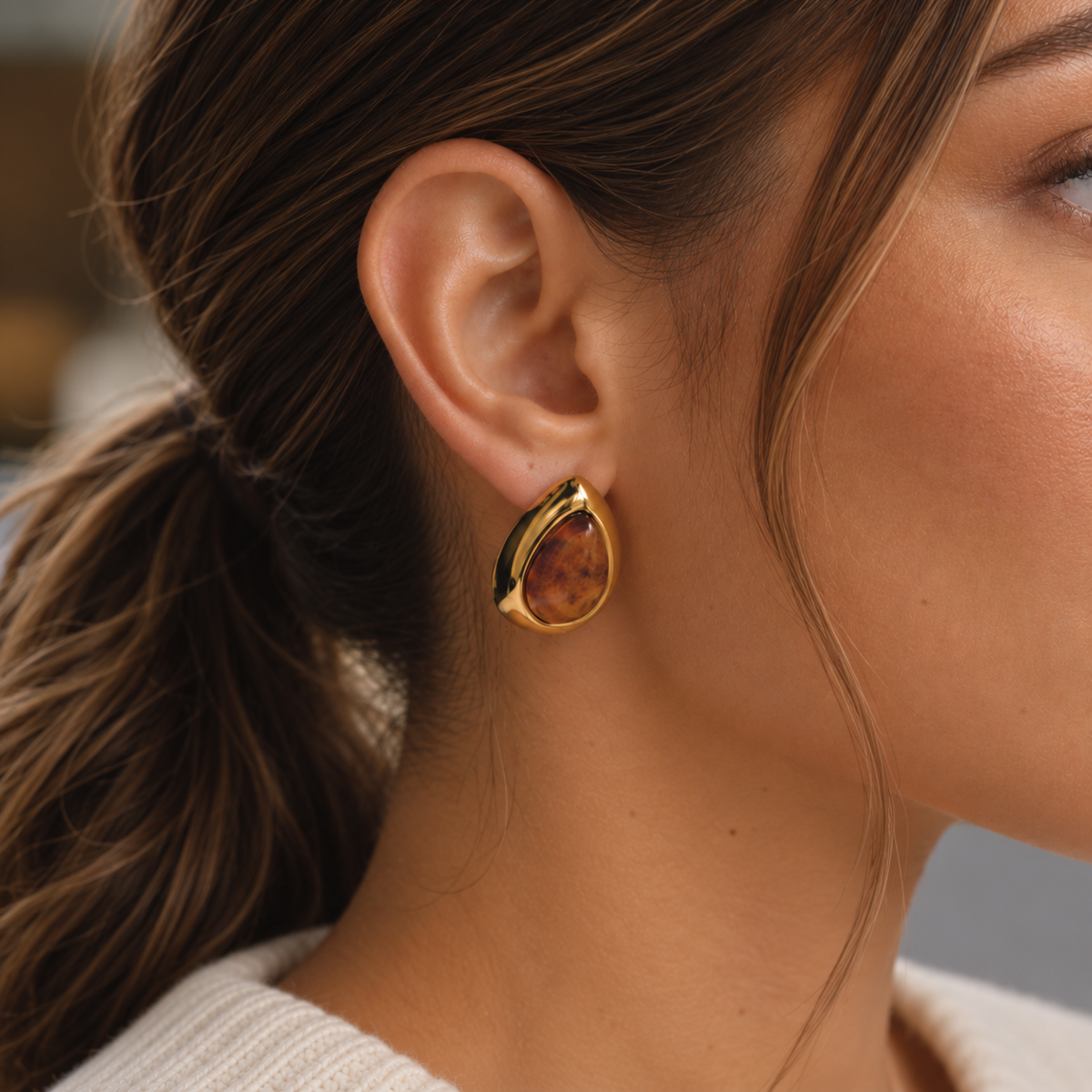 Cassandra Tortoise Teardrop Earrings
