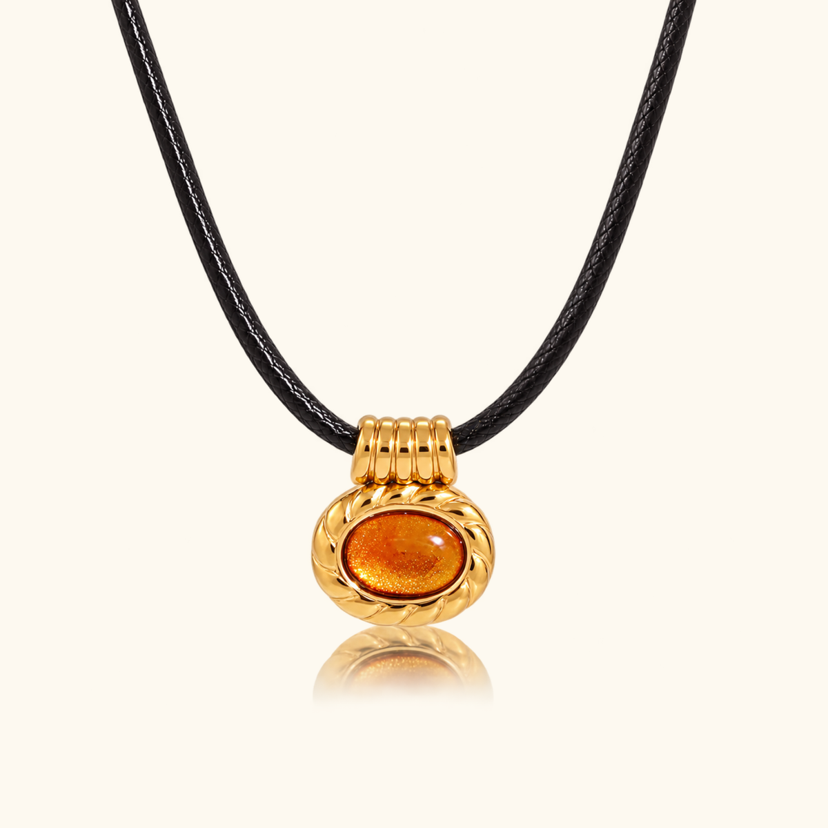 Simone Black Cord Pendant Necklace | Amber