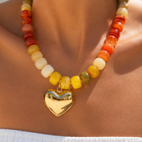 Sunset Heart Bead Necklace