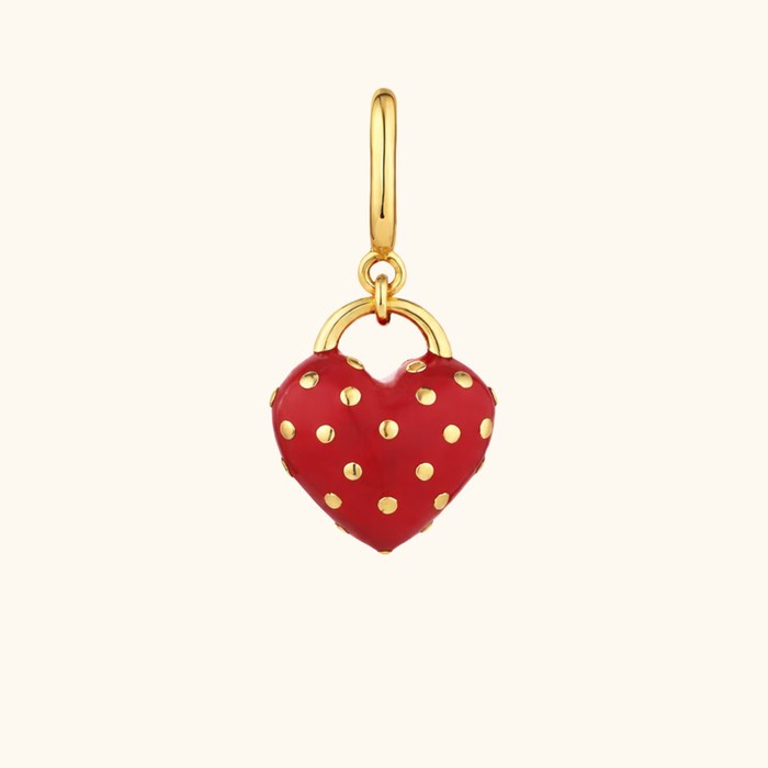 Red Polka Dot Heart Charm