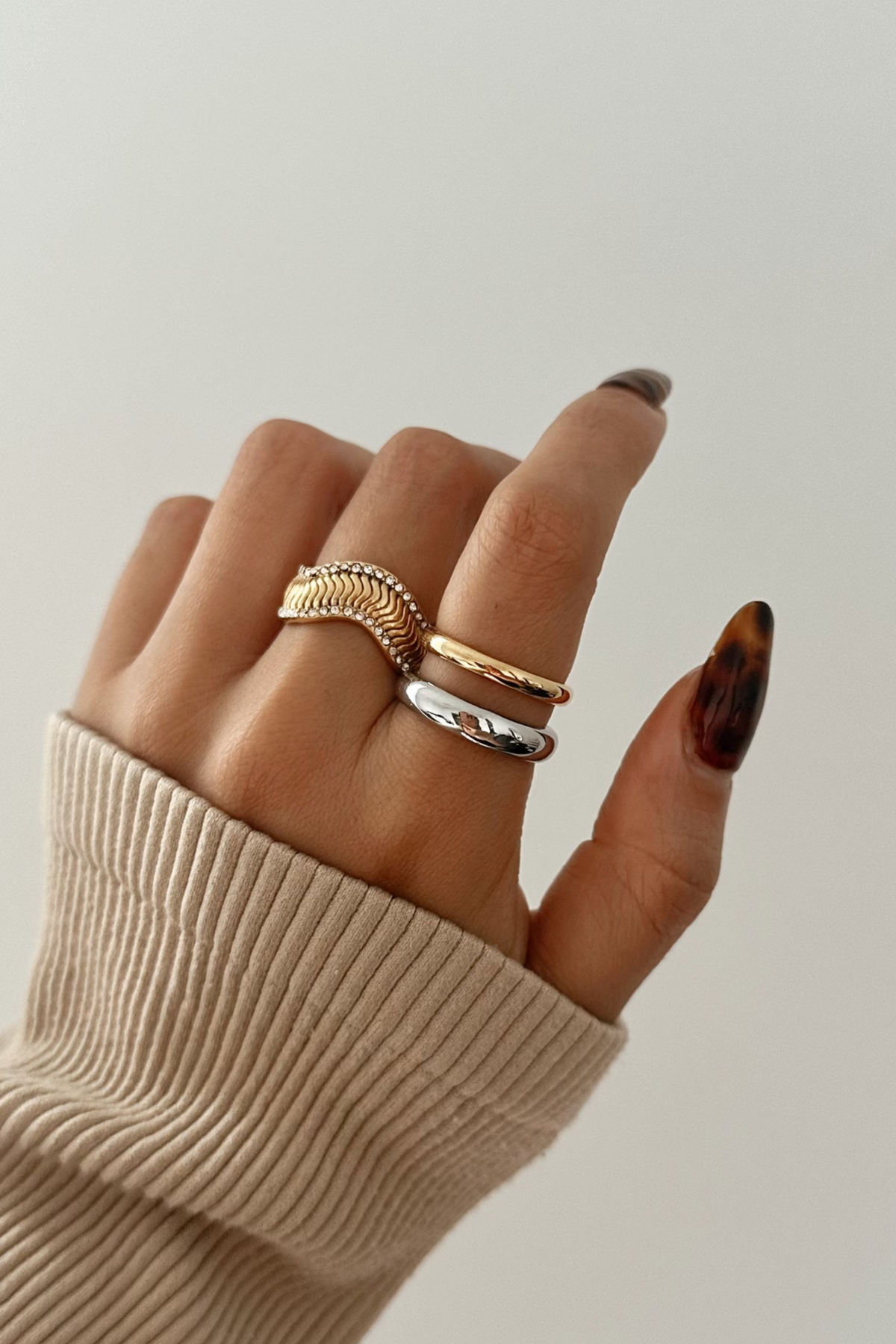 Aubrey Mixed-Metal Stacked Ring - Main Image