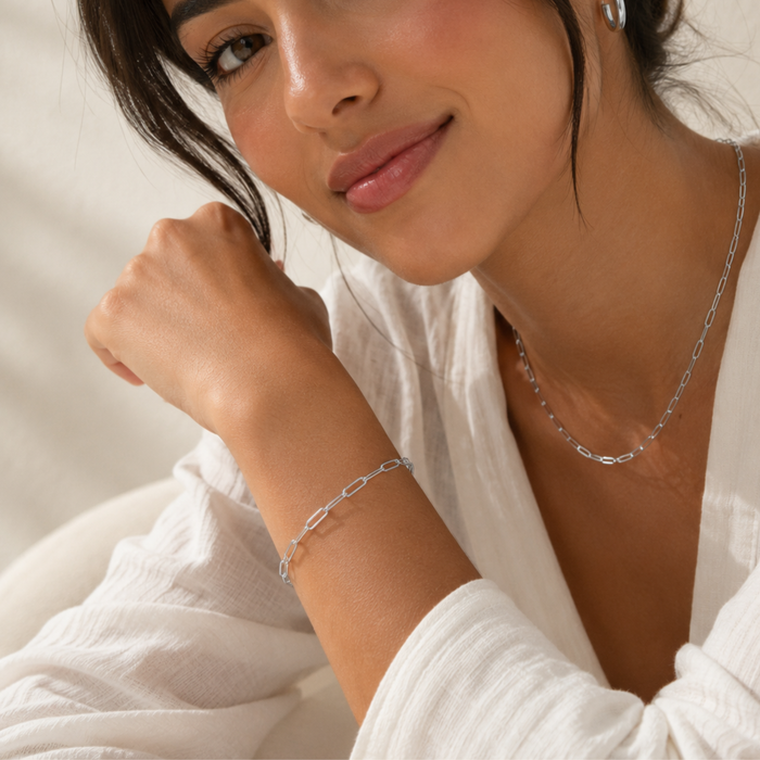 Ciara Medium Paperclip Bracelet Silver
