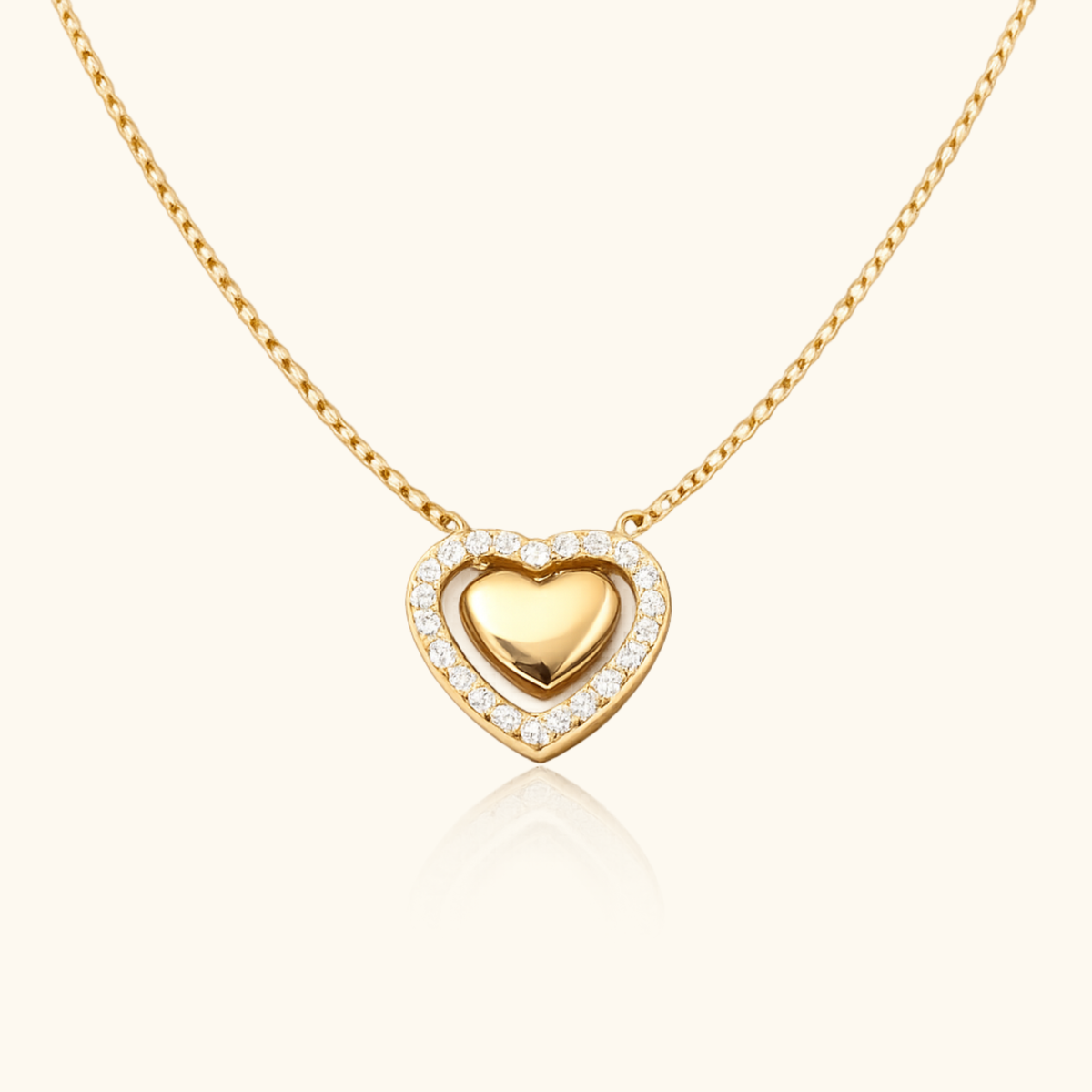 Isabella CZ Halo Heart Necklace