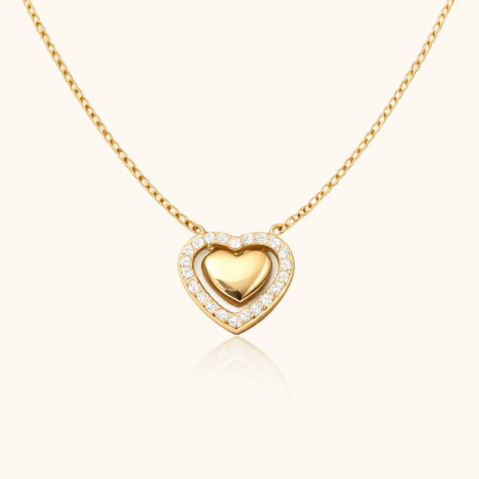 Isabella CZ Halo Heart Necklace