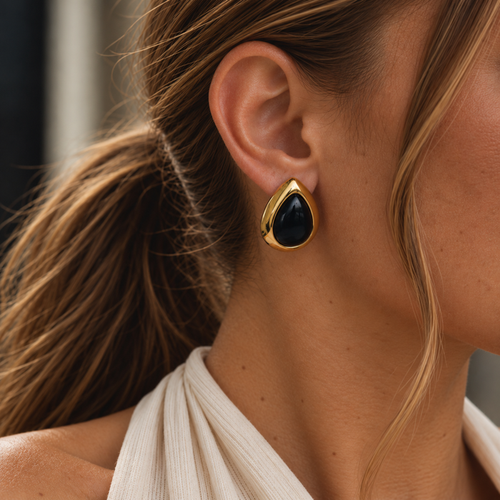 Cassandra Black Teardrop Earrings