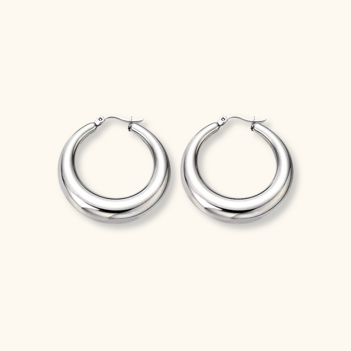 Luna Crescent Hoops | Silver