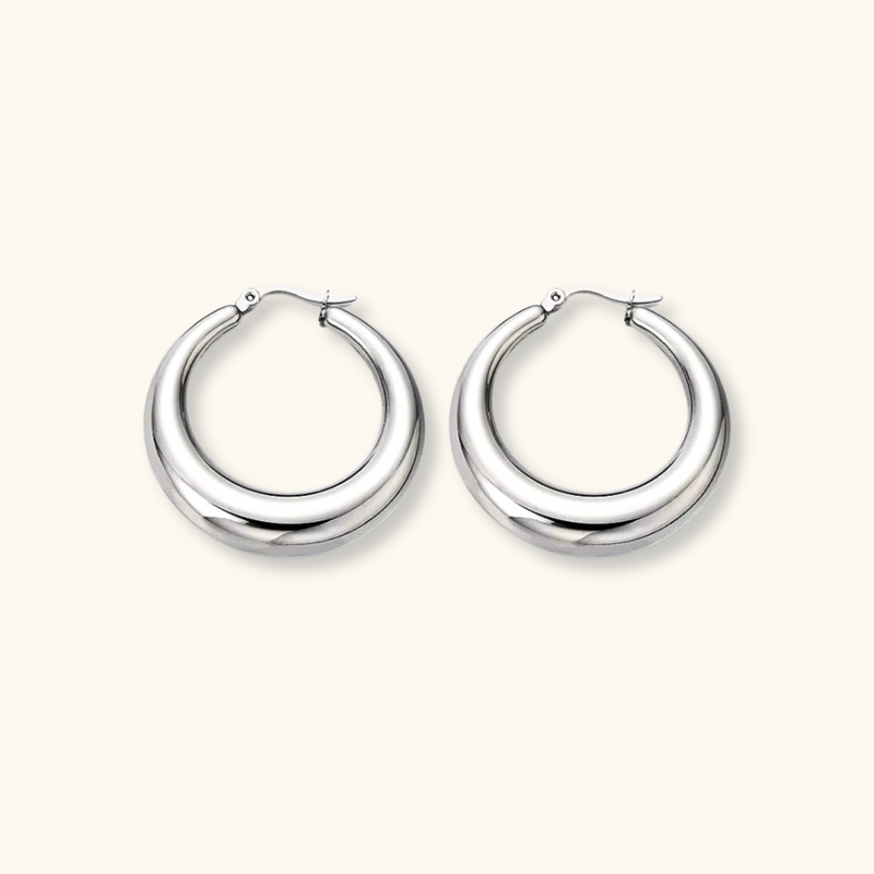 Luna Crescent Hoops | Silver