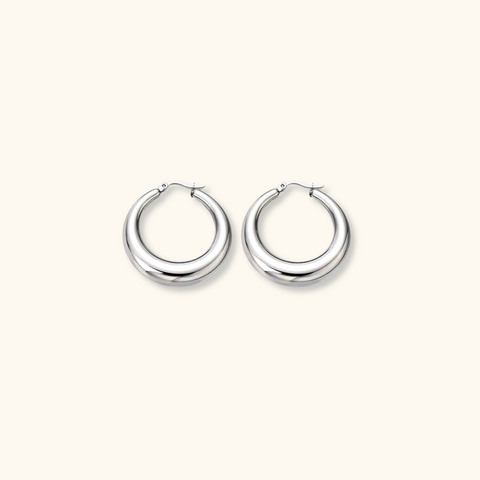 Mini Luna Crescent Hoops | Silver
