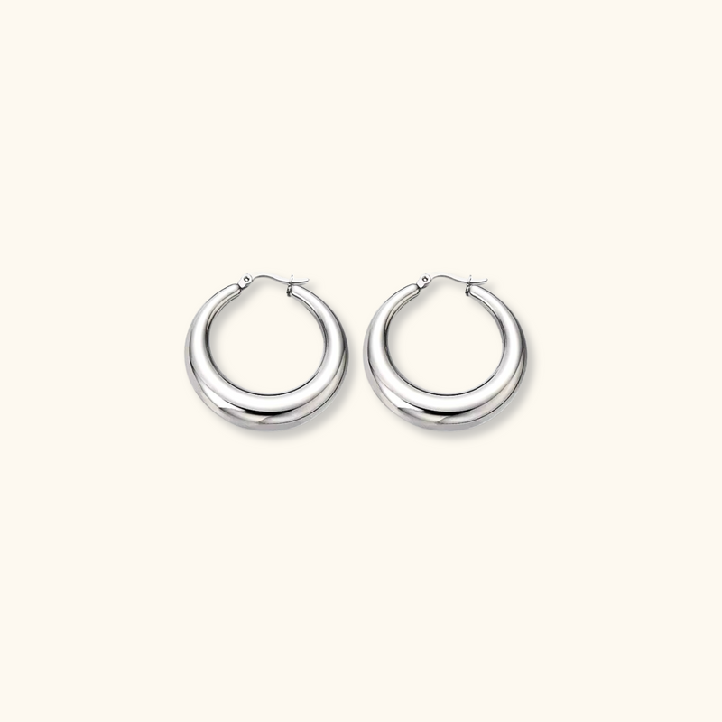 Mini Luna Crescent Hoops | Silver