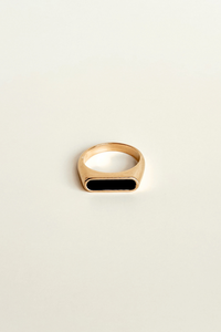Emelia Black Ring | 18K Gold Plated