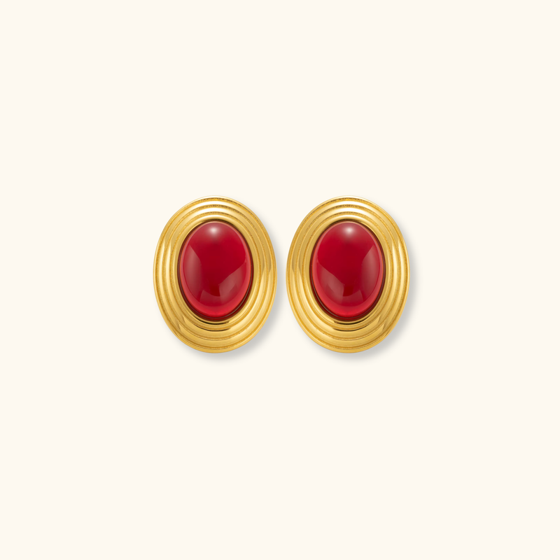 Holly Red Oval Earrings