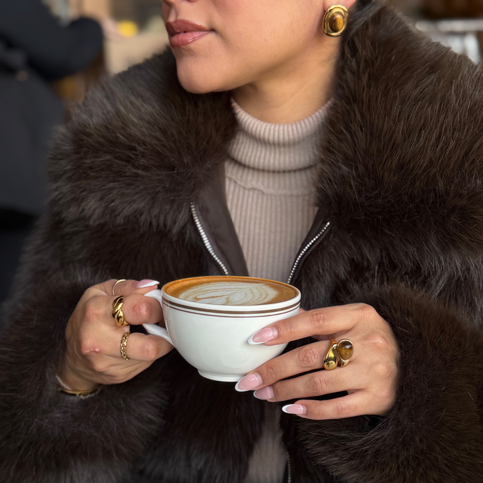 Soleil Teardrop Brown Ring | Adjustable