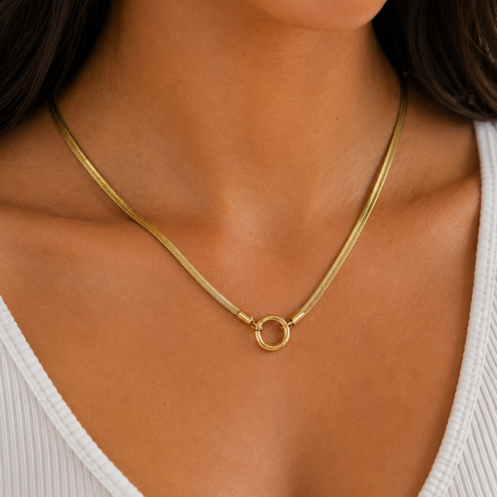 Kate Charm Herringbone Necklace