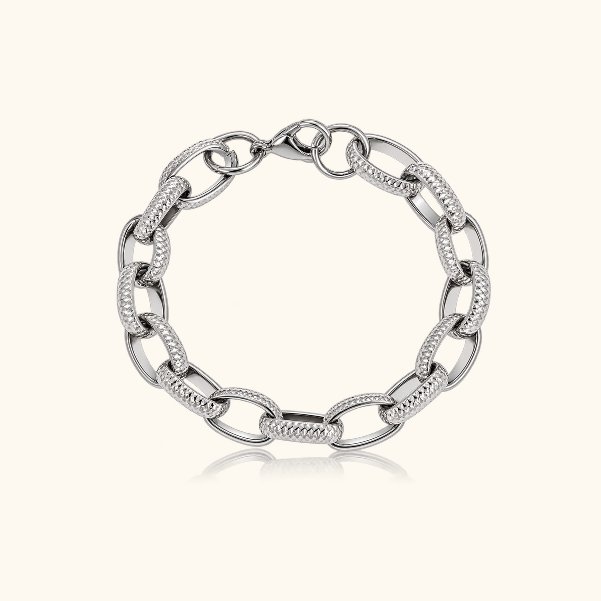 Avery Textured Link Bracelet | Silver