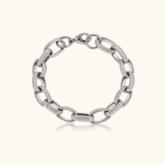 Avery Textured Link Bracelet | Silver