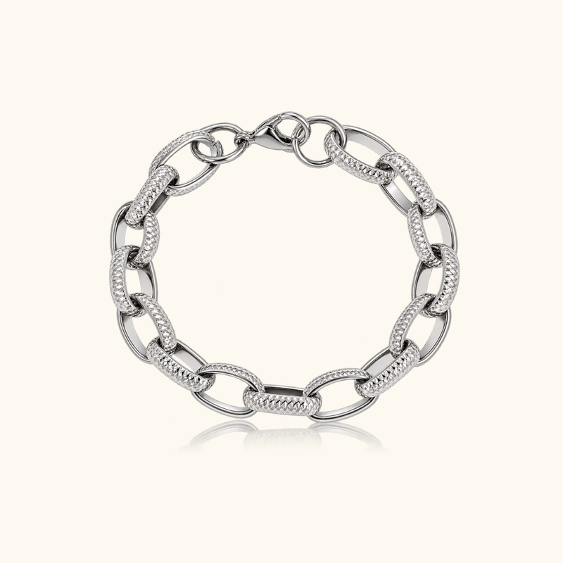 Avery Textured Link Bracelet | Silver