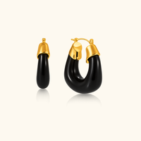 Lena Black Hoop Earrings