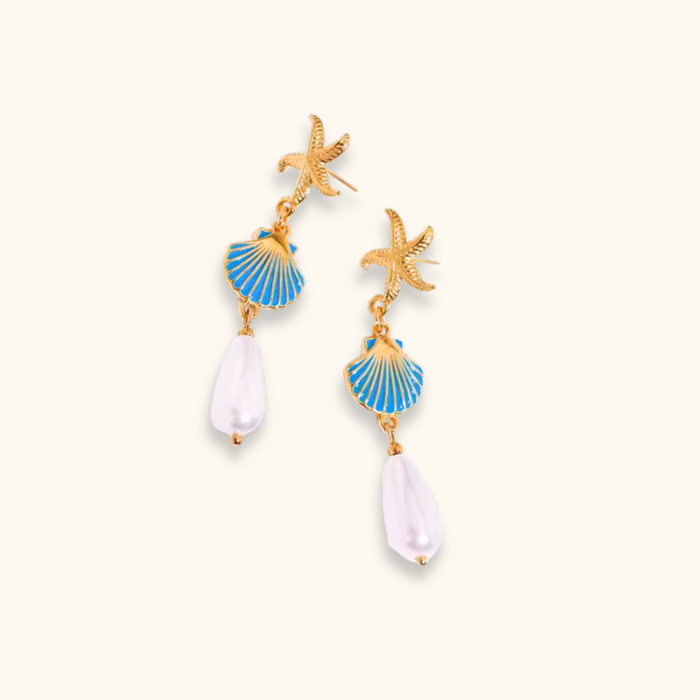 Leilani Shell Pearl Drop Earrings