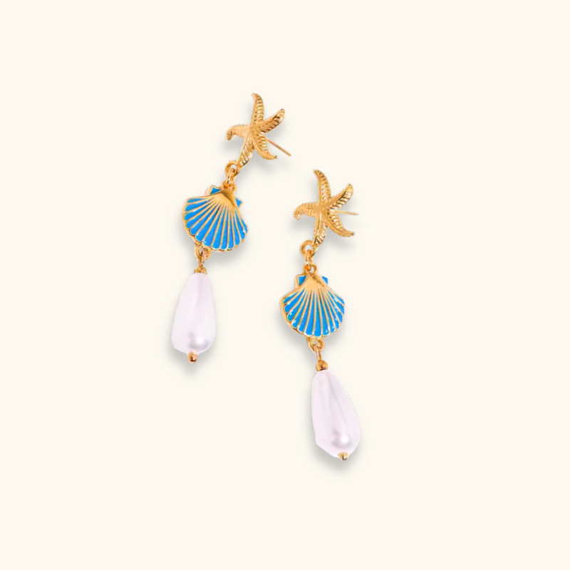 Leilani Shell Pearl Drop Earrings