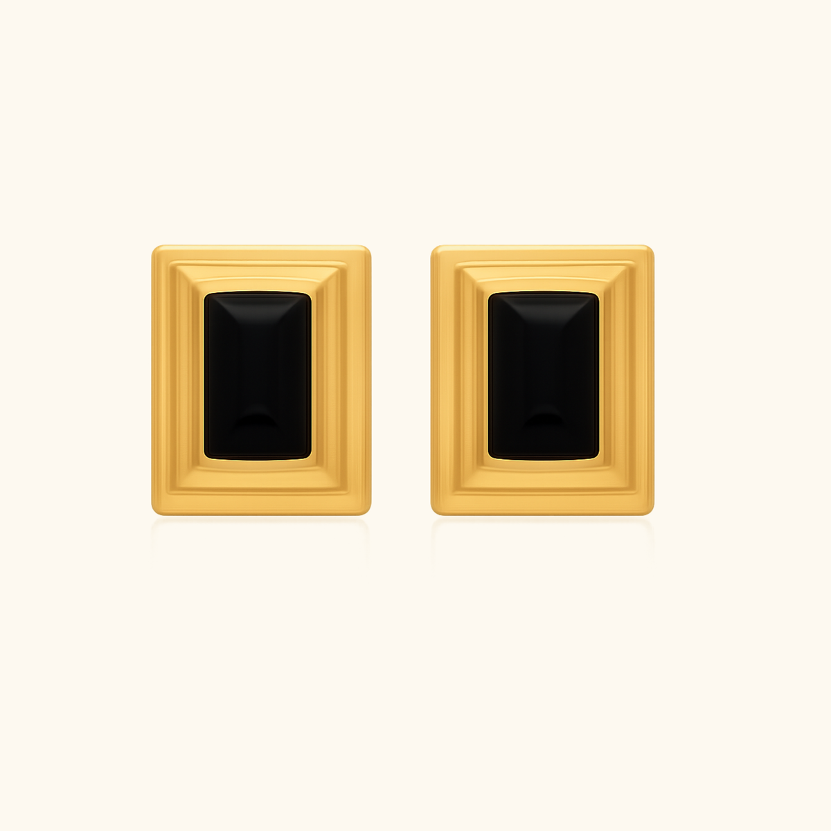 Thalia Rectangle Black Earrings