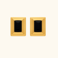 Thalia Rectangle Black Earrings