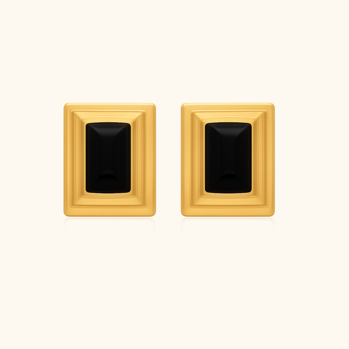 Thalia Rectangle Black Earrings