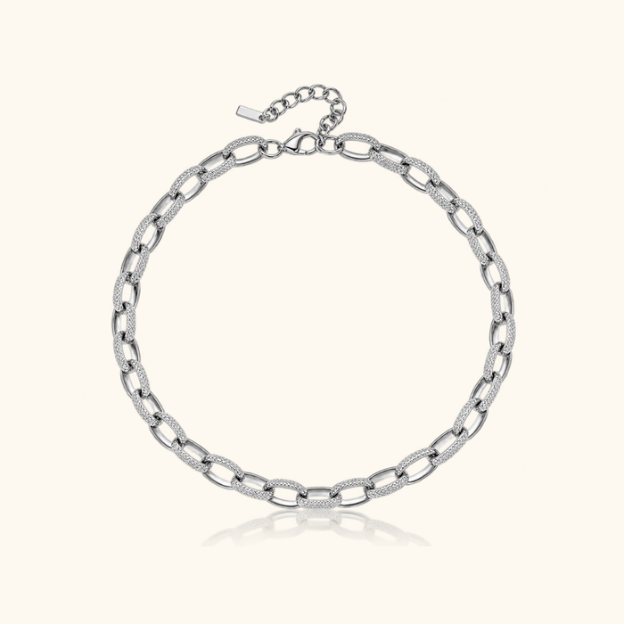 Avery Textured Link Necklace | Silver