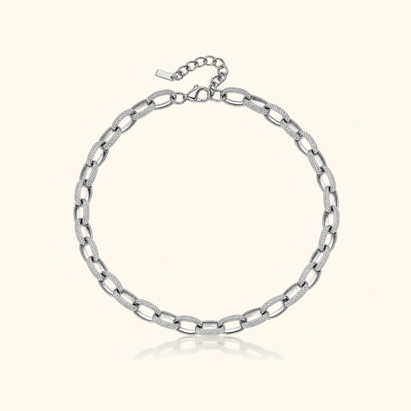 Avery Textured Link Necklace | Silver