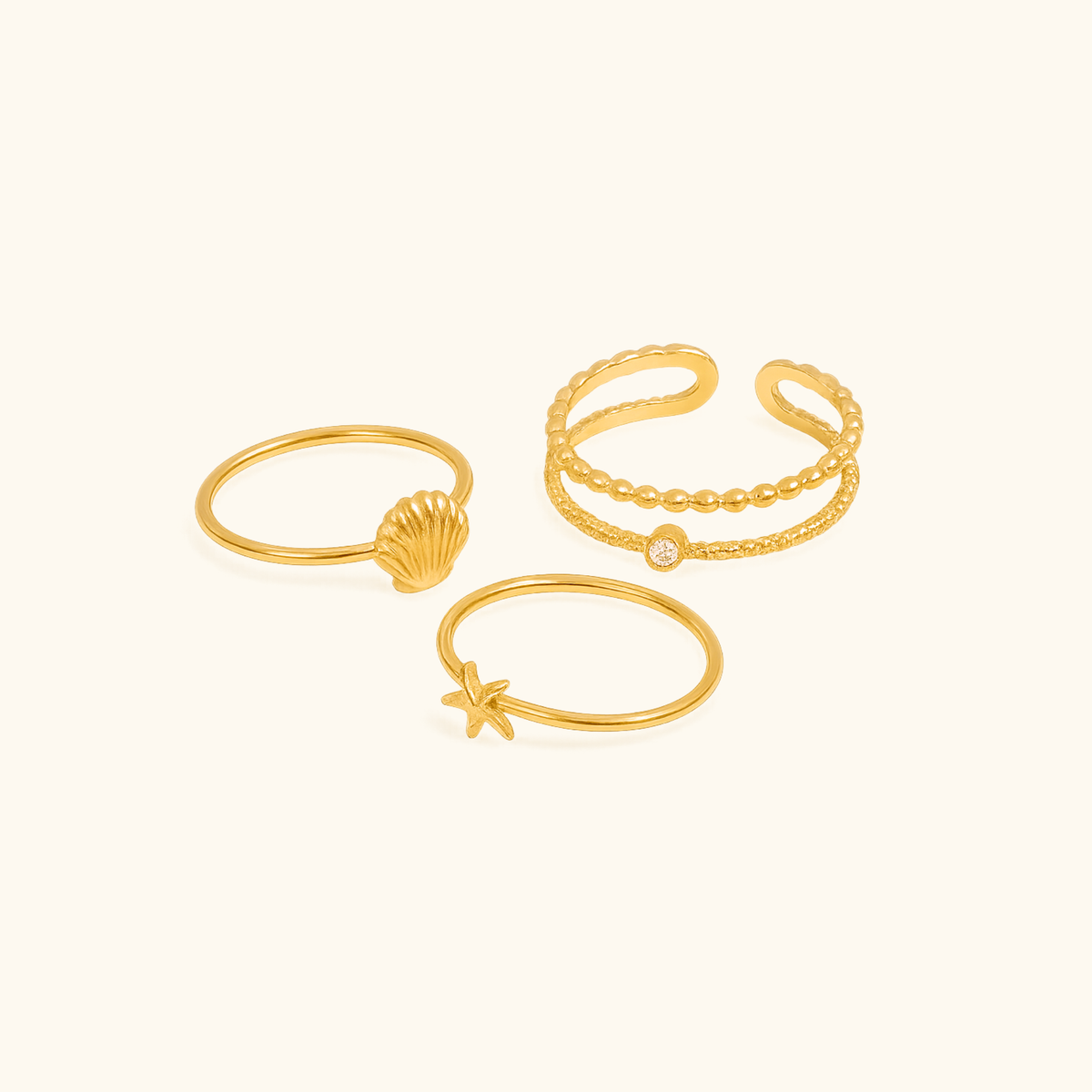 Sandy Shell Stacked Ring