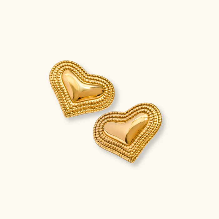 Ruby Chunky Heart Earrings