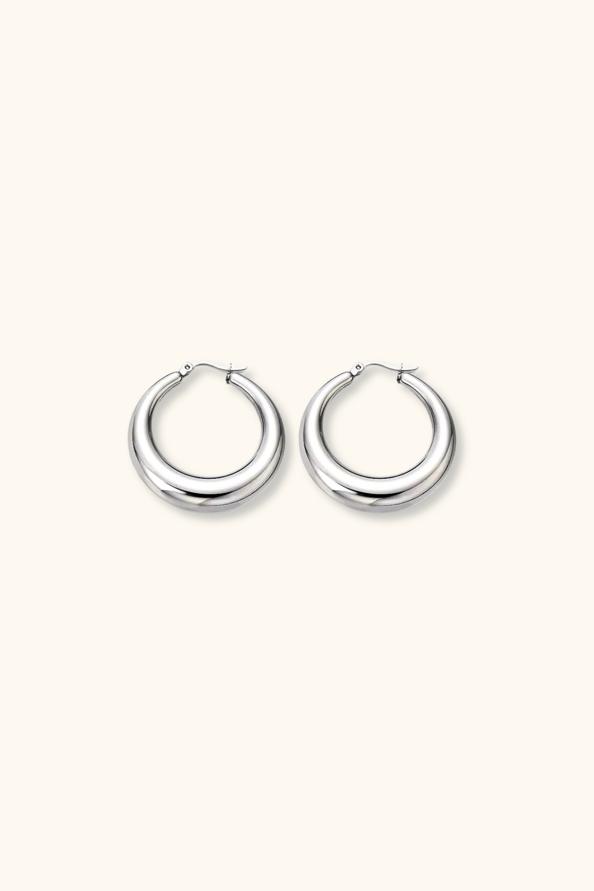 Mini Luna Crescent Hoops | Silver