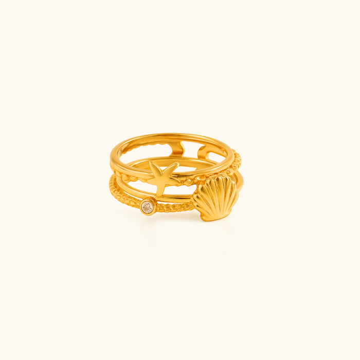 Sandy Shell Stacked Ring