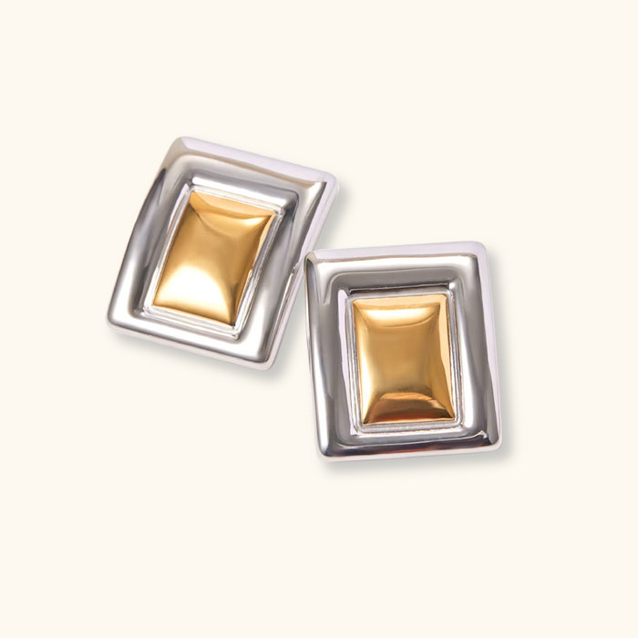 Demi Mixed Metal Rectangle Earrings