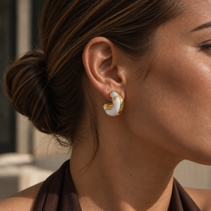 Camille Ivory Hoop Earrings