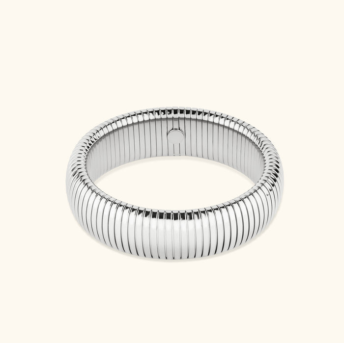 Athena Bold Snake Bangle | Silver