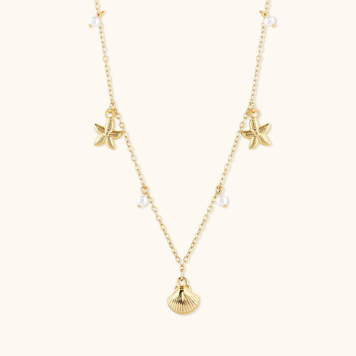 Nia Starfish Pearl Charm Necklace