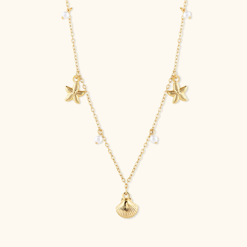 Nia Starfish Pearl Charm Necklace